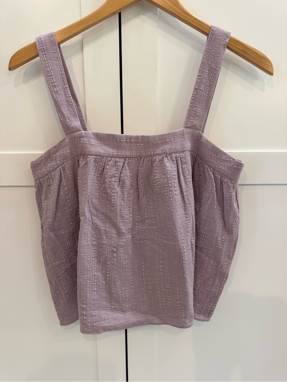 Grade & Gather woven tank top square neckline wide straps flowy textured size S